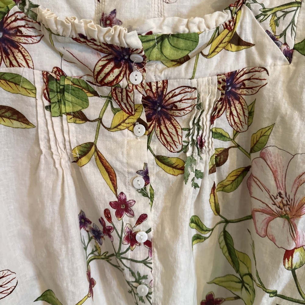 Christian Siriano New York Floral Print Cropped Square Neck Blouse Sz Medium - Picture 2 of 7
